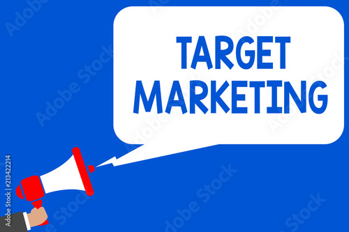 Word writing text Target Marketing. Business concept for Audience goal Chosen clients customers Advertising Multiple lines blue script message declare public speaker announcement.