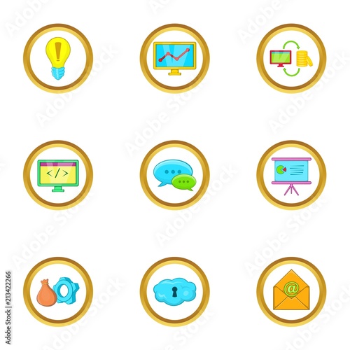 Free Download Business idea icons set. Cartoon set of 9 business idea vector icons for web isolated on white background - GFXLoad