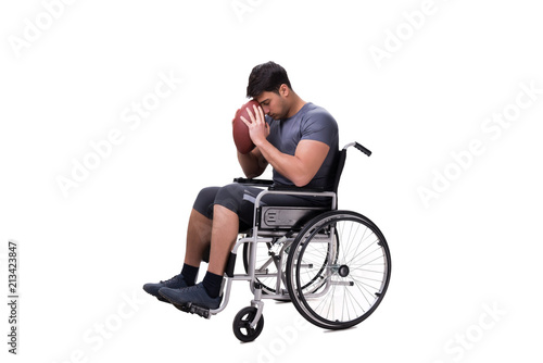 Football player recovering from injury on wheelchair © Elnur