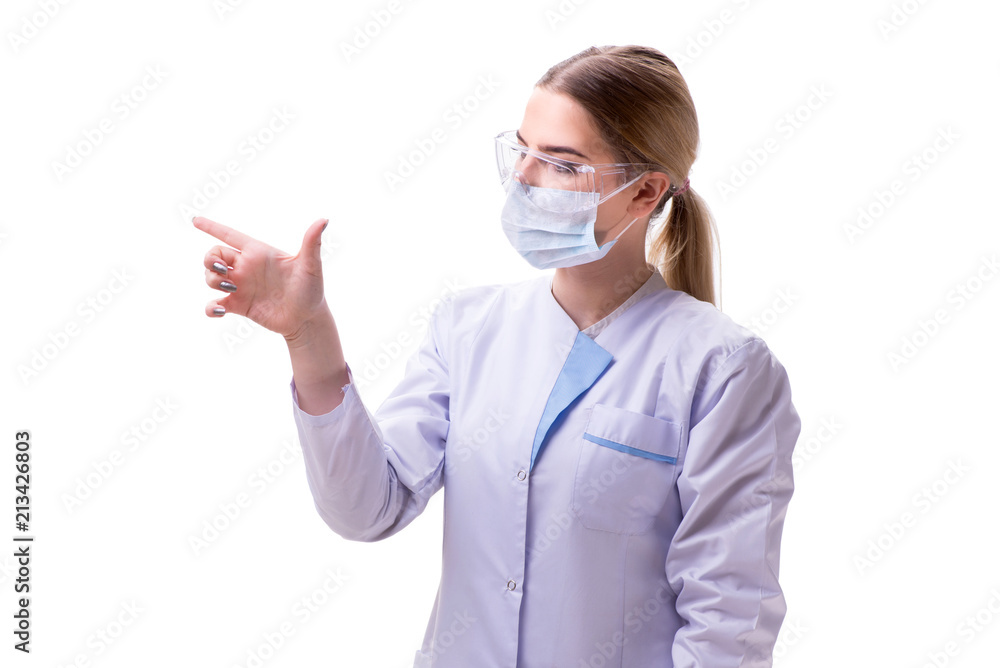 Young woman doctor isolated on white background Young woman doctor isolated on white background