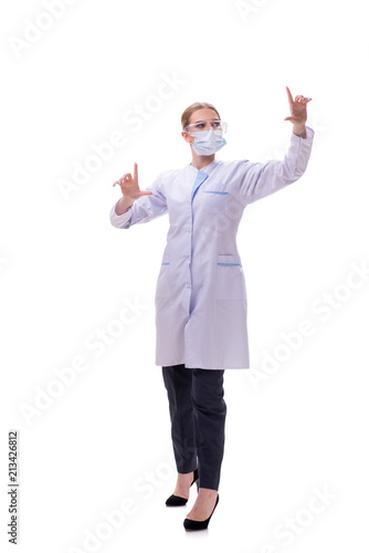 Young woman doctor isolated on white background