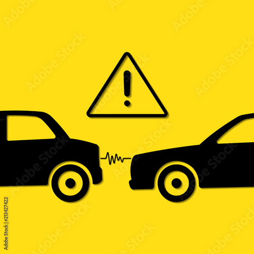 caution crash head car to rear car, caution keep distance