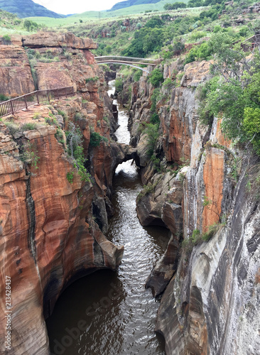 Cliff at Bourkes' Luck Potholes in Blyde River Canyon Nature Reserve, Moremela, South Africa photo