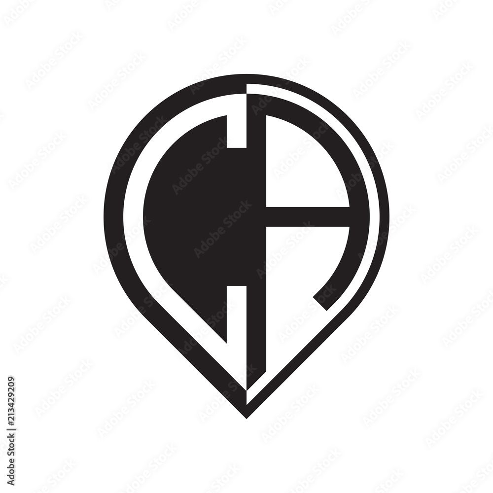 initial letter pin logo black