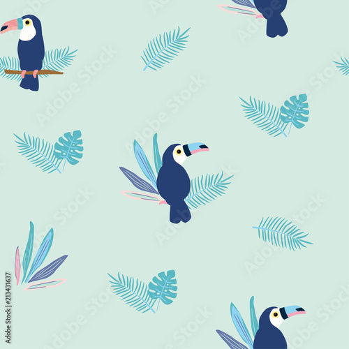 Seamless pattern of toucan