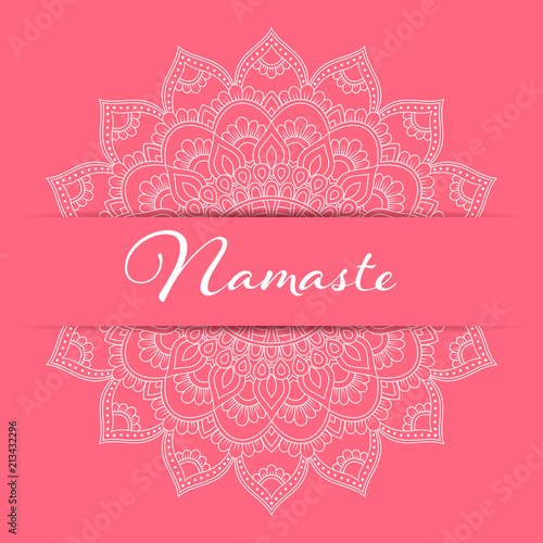 Flyer or brochure template with hand drawn mandala pattern. Yoga classes banner. Vector Illustration