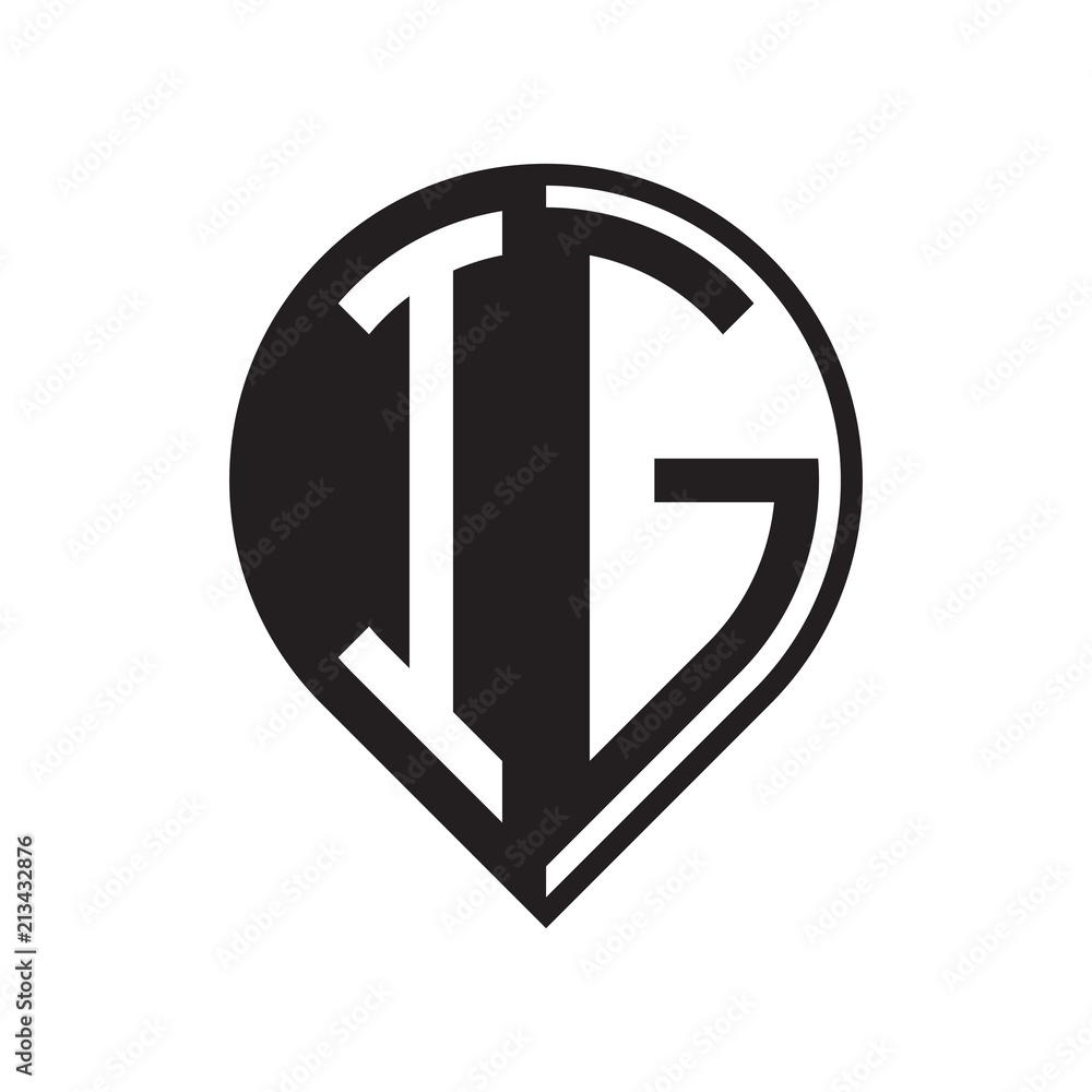 initial letter pin logo black