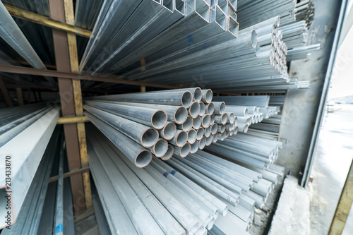 Steel Pipes Industry Construction stacked in Factory warehouse