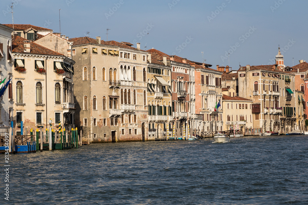 The famous Grand Canal on a sunny day in Venice in north Italy.