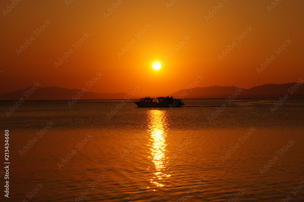 Sunset of Lake Shinji