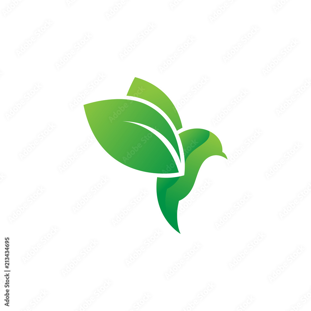 Fototapeta premium Nature bird logo with bird and leaf design vector