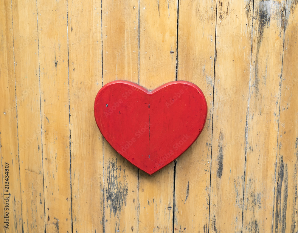 alentine day. Red heart on the wooden boards. alentine day. Red heart on the wooden boards.