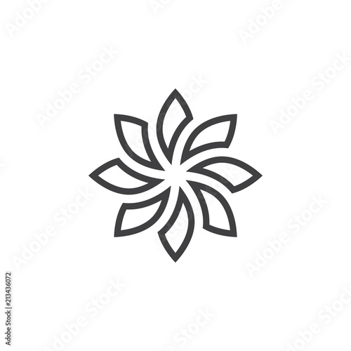 Flower beauty line logo vector design template