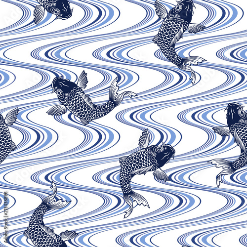 水紋と鯉,