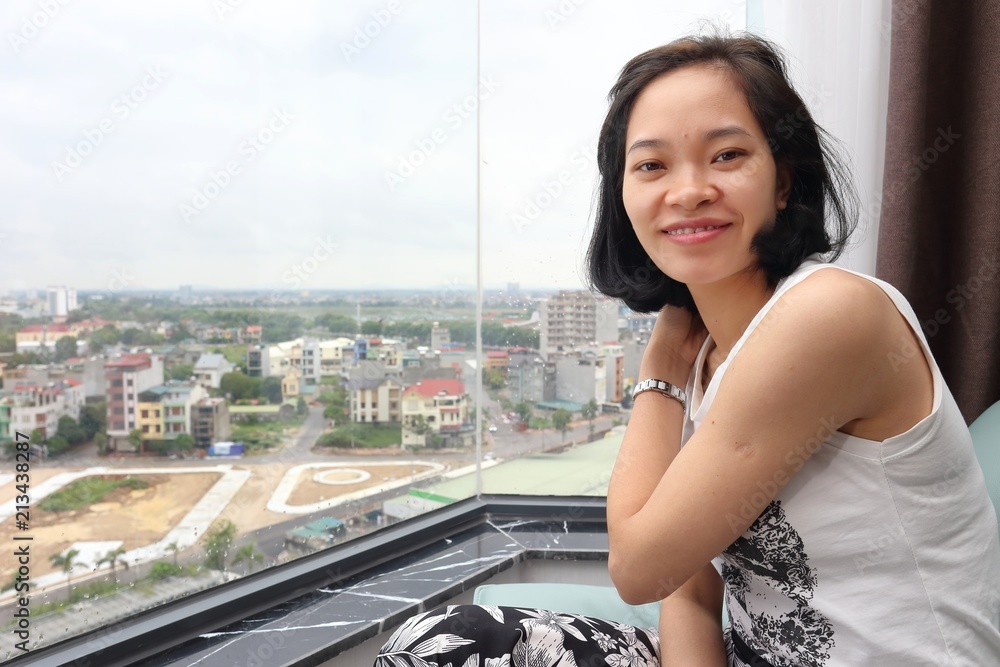 Fototapeta premium a woman on travel in Vietnam