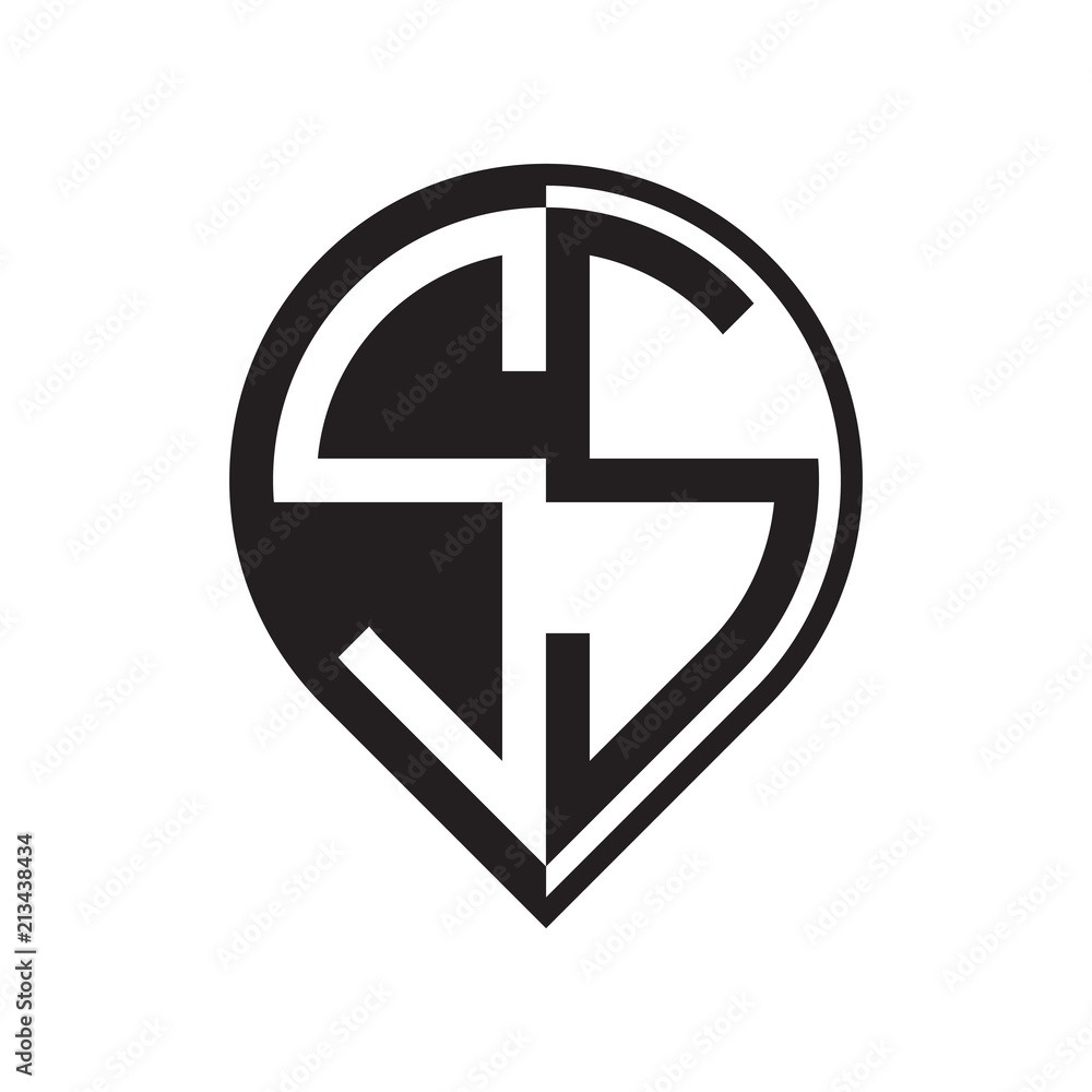 Fototapeta premium initial letter pin logo black