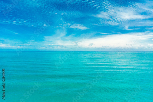 Aerial view, Top view Calm Sea and Blue Sky Background.