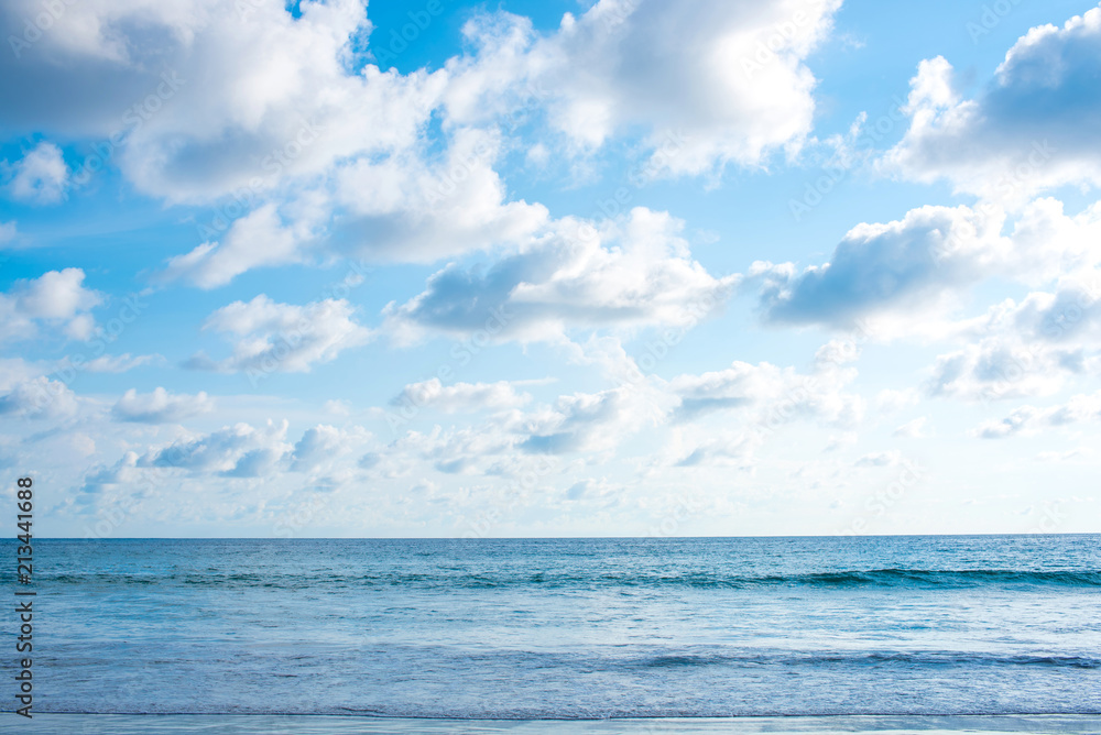 Calm Sea and Blue Sky Background.