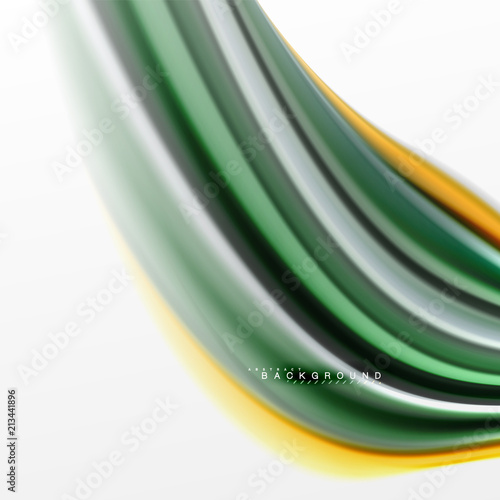 Fluid liquid mixing colors concept on light grey background, curve flow, trendy abstract layout template for business or technology presentation or web brochure cover, wallpaper