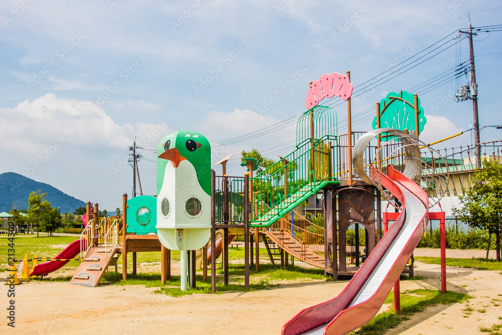 Colorful playground in the park. Colorful playground in the park.