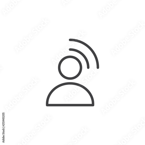 Influencer outline icon. linear style sign for mobile concept and web design. Person Broadcasting simple line vector icon. Symbol, logo illustration. Pixel perfect vector graphics