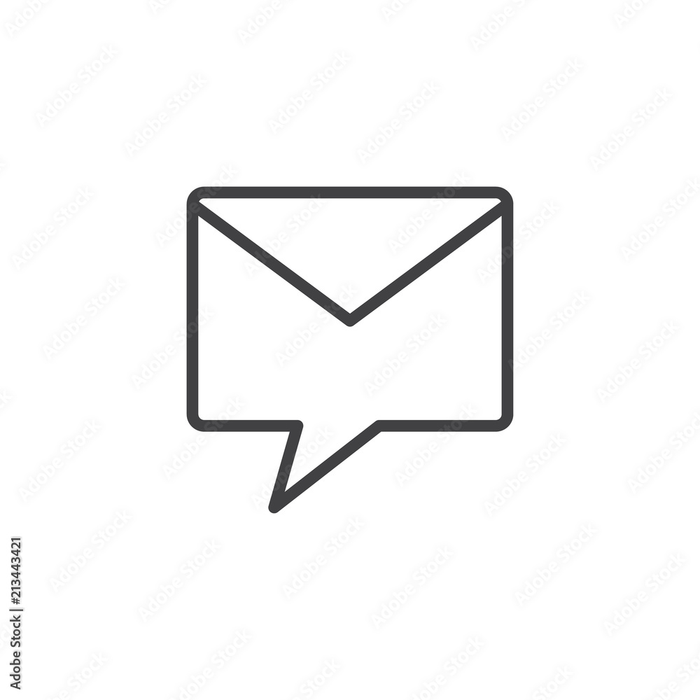 Private message outline icon. linear style sign for mobile concept and web design. Envelope speech bubble simple line vector icon. Symbol, logo illustration. Pixel perfect vector graphics Private message outline icon. linear style sign for mobile concept and web design. Envelope speech bubble simple line vector icon. Symbol, logo illustration. Pixel perfect vector graphics