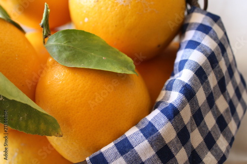 Lemon orange in basket fabric