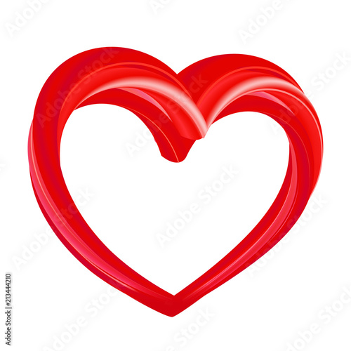 Charity icon heart 3d vector illustration. Care, help and charity logo concept. Bold red heart as a symbol of love, support and understanding