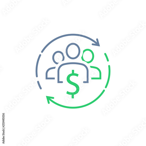Mutual fund, corporate service, shared economy concept, financial management, new business investment, crowd sourcing