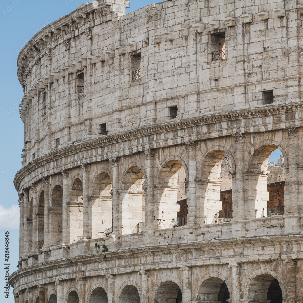 Fototapeta premium Coliseum in Rome, Italy. Architectural details on a facade.