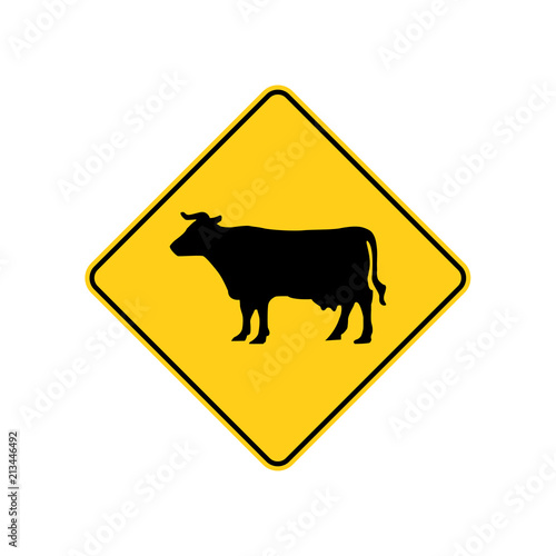 USA traffic road signs. cattle ahead or crossing. vector illustration