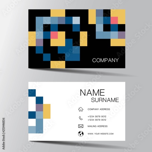 Modern colorful business card. Inspiration from pixel. Vector illustration EPS10.