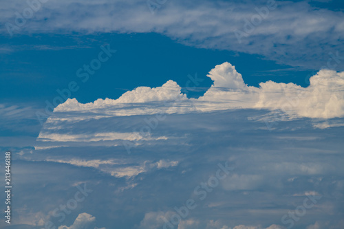 Nice white clouds on blue sky background abstract