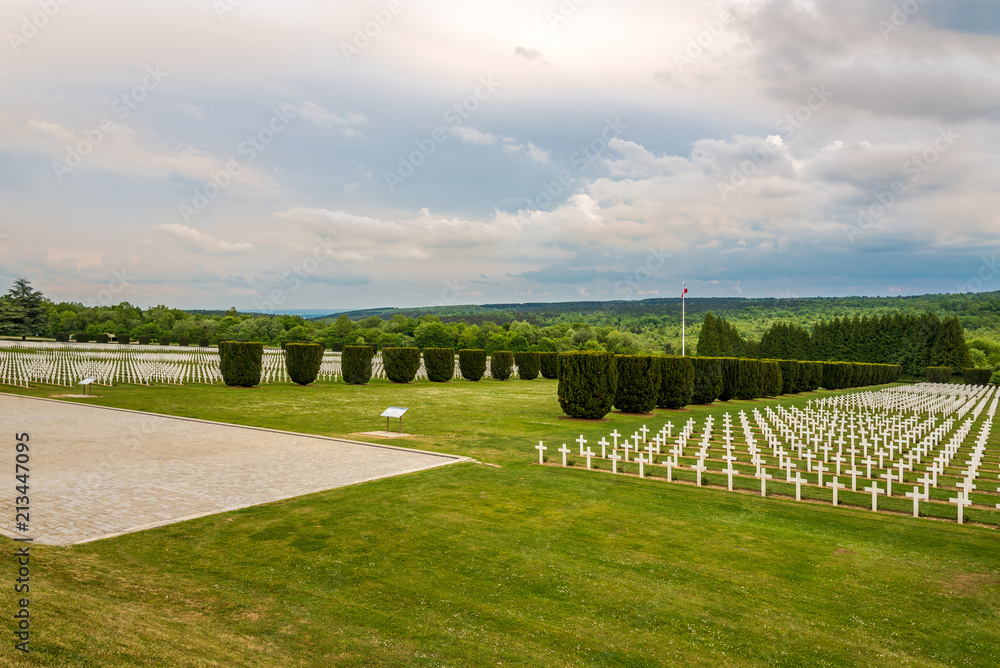View at the War Cemetery near World War Memorial in Verdun - France View at the War Cemetery near World War Memorial in Verdun - France