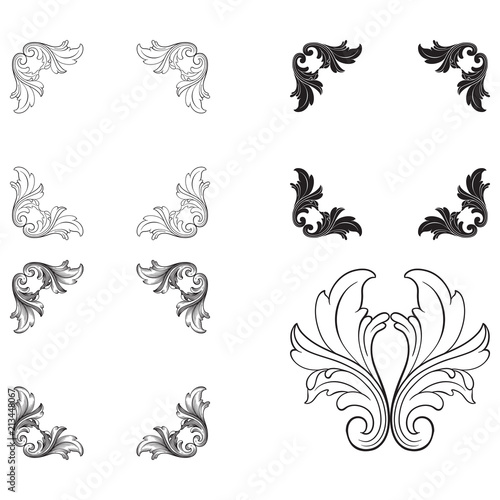 Baroque vector set of vintage elements