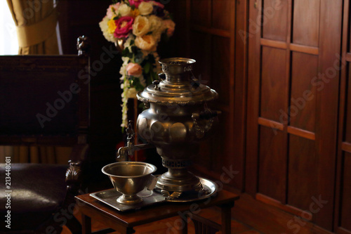 old samovar, vintage teapot, darkening