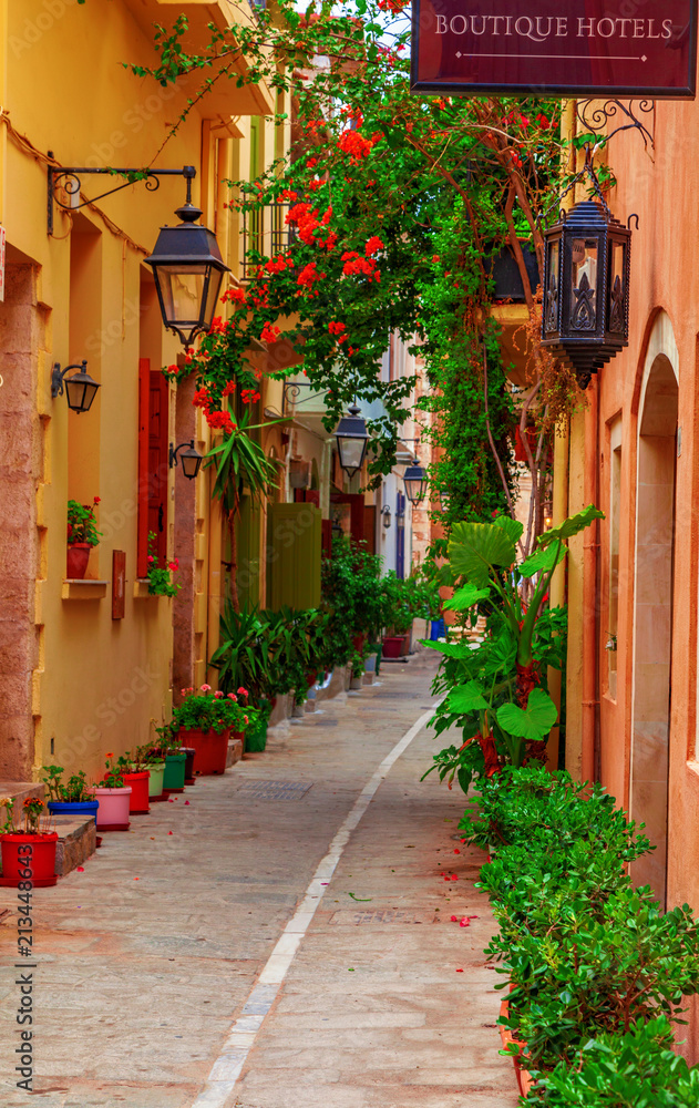 Fototapeta pretty street Rethymno Crete