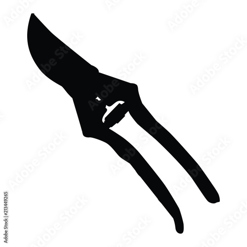 A black and white silhouette of some secateurs