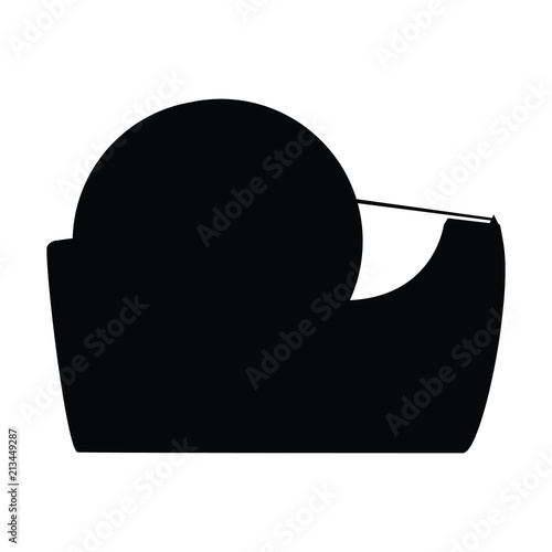 A black and white silhouette of a tape dispenser