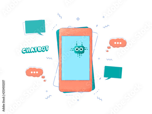 Chat bot background composition. Vector illustration.