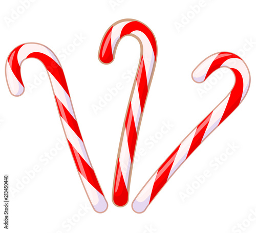Colorful cartoon candy cane set
