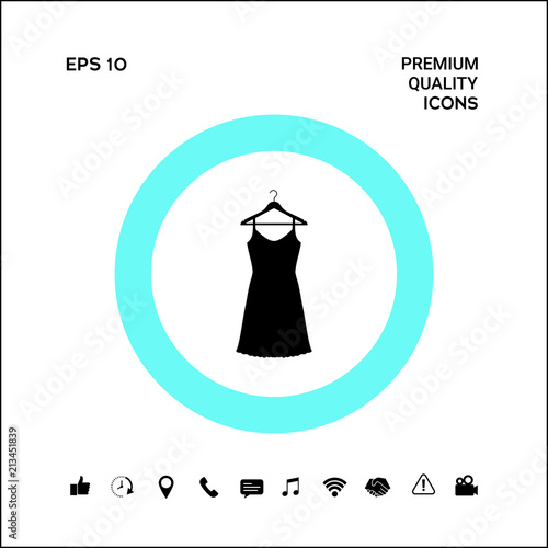 Sundress, Evening dress, combination or nightie on the wardrobe hanger , the silhouette. Menu item in the web design