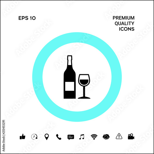 Bottle of wine and wineglass icon