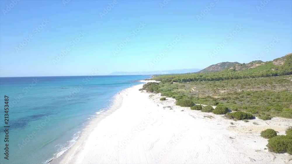 Sardinia beach aerial shot from licensed drone