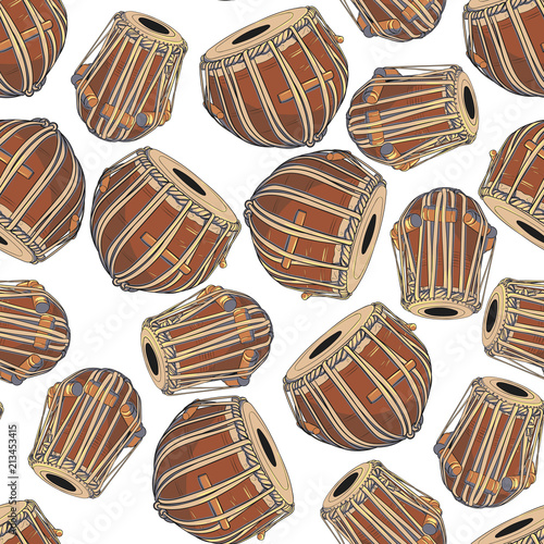 Indian drums tabla pattern. Vector illustration