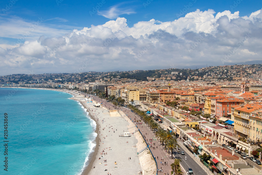 Fototapeta premium May 31, 2018. Daylight sunny view to coastline of Nica, France.