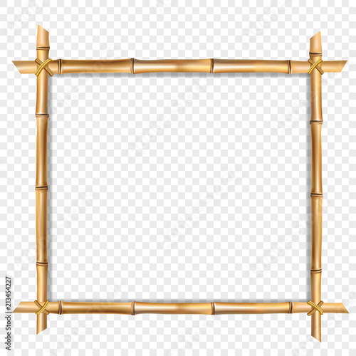Square wooden border frame made of brown bamboo sticks