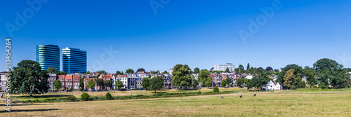 Skyline of city  Arnhem, Netherlands, with Park Sonsbeek in the foreground. photo