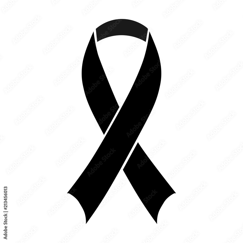 Stock vector illustration black awareness ribbon on white