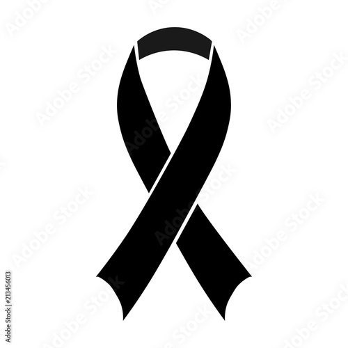 Stock vector illustration black awareness ribbon on white background. Mourning and melanoma symbol. Terrorism. Mourning ribbon, death. EPS 10